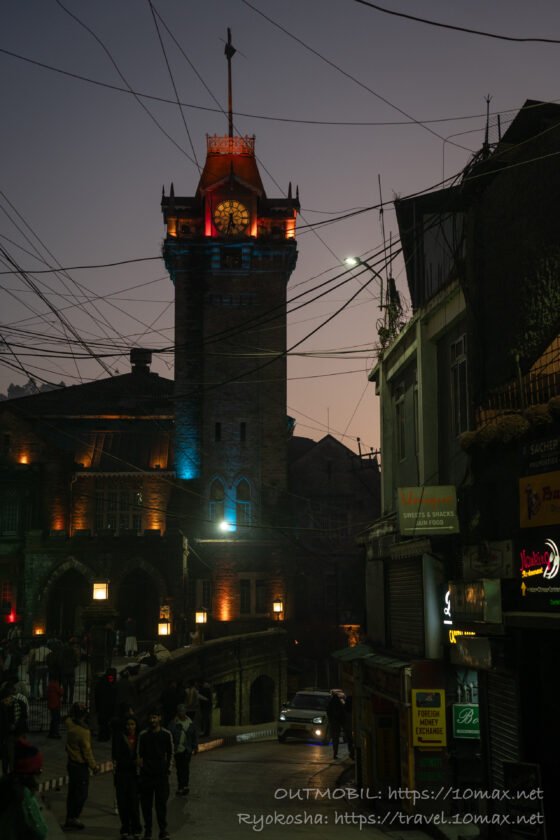 ダージリン, 時計塔, 夕暮れ, 風景, インド
